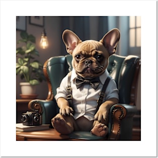 French Bulldog on a vintage armchair. Posters and Art